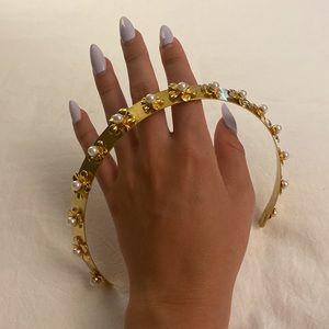 Epona Valley Discontinued Pearl Flower Daisy Crown Headband in Brushed Gold